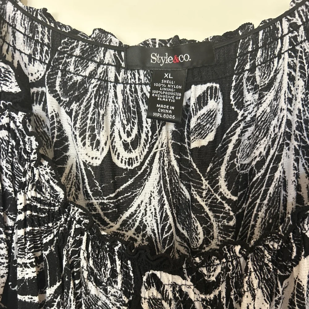 Women's Style & Co. Black & White Floral Maxi Dress XL - Picture 2 of 6